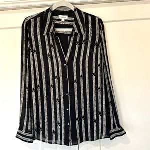 L’Agence Silk long sleeve black print blouse sz Lg